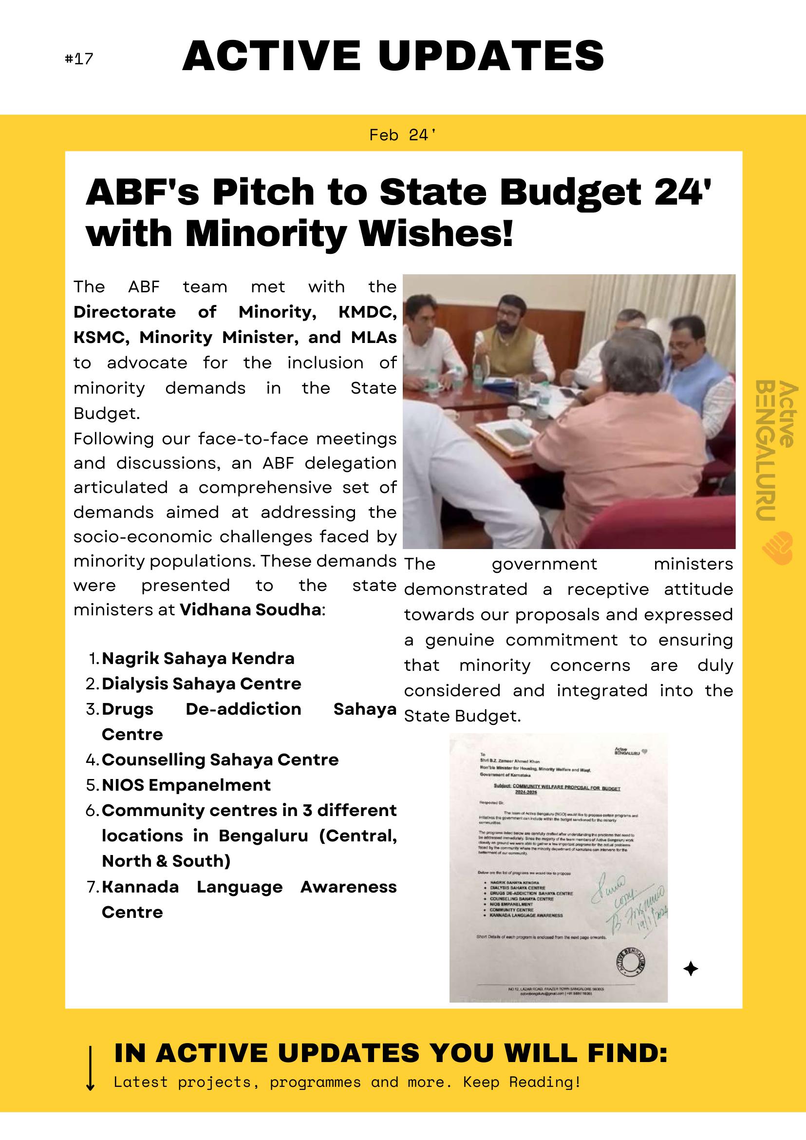 ABF's Pitch to State Budget 2024